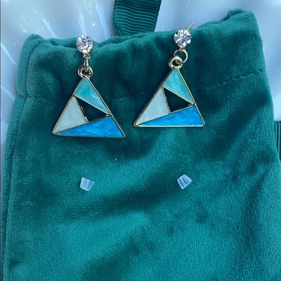Quartered Triangle Drop Dangle Earrings - Picture 4 of 4